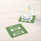 Shamrock and Beer Irish St Patrick's Day Vierkante Kartonnen Onderzetter (Insitu)