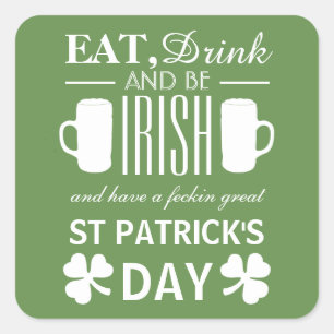 Shamrock and Beer Irish St Patrick's Day Vierkante Sticker