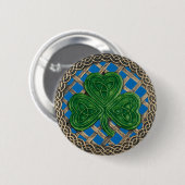 Shamrock and Celtic Knots Button Blue (Voorkant /achterkant)