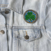 Shamrock and Celtic Knots Button Blue (In situ)