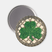 Shamrock and Celtic Knots Magnet Beige Magneet (Voorkant / Achterkant)