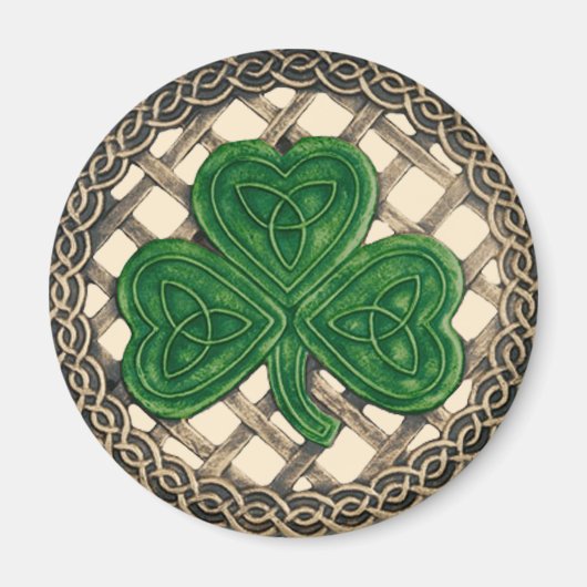 Shamrock and Celtic Knots Magnet Beige Magneet (Voorkant)