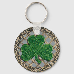 Shamrock and Celtic Knots Sleutelhanger Grey