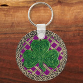 Shamrock and Celtic Knots Sleutelhanger Paars (Voorkant)