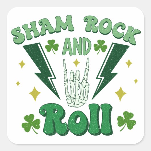 Shamrock and Roll St Patrick's Day Vierkante Sticker (Voorkant)