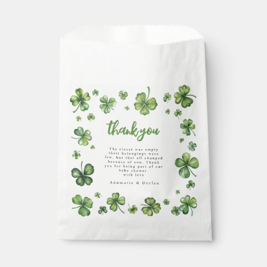 Shamrock | Baby shower Dank u Bedankzakje (Voorkant)