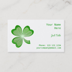 Shamrock blanc carte de visite côté vert arrièr