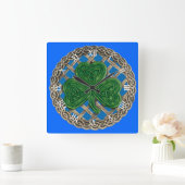 Shamrock bleu et noeuds celtiques Horloge numériqu (Maison)