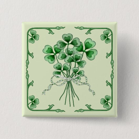 Shamrock Boeket 2 Vierkante Button 5,1 Cm (Voorkant)