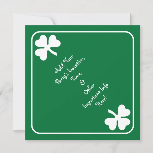 Shamrock Bordure St. Patrick's Day Invitation Card (Dos)
