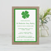 Shamrock & Burlap St. Patrick's Day Invitation Kaart (Staand voorkant)