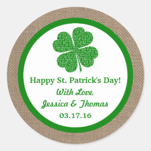 Shamrock & Burlap St. Patrick's Day Ronde Sticker