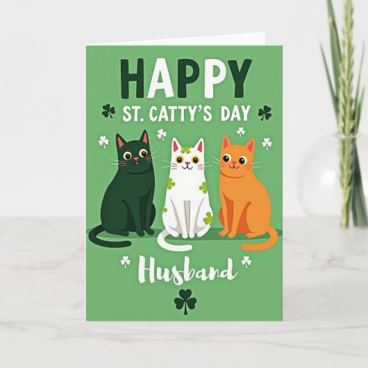 Shamrock Cats Husband Card Kaart (Voorkant)