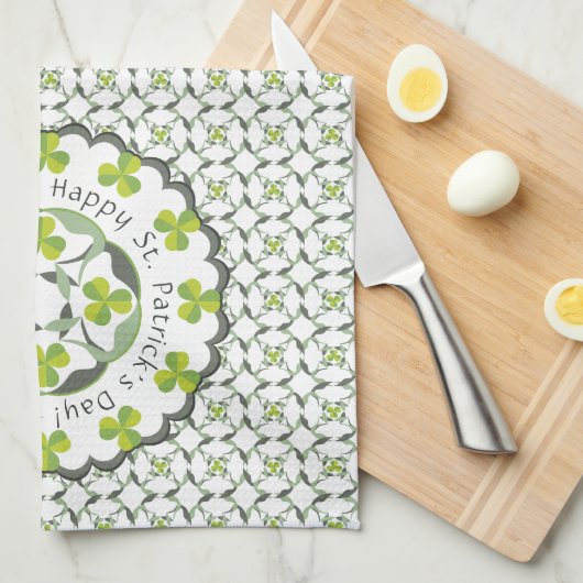 Shamrock Celtic geïnspireerd Pattern St. Patrick's Theedoek (Quarter Fold)
