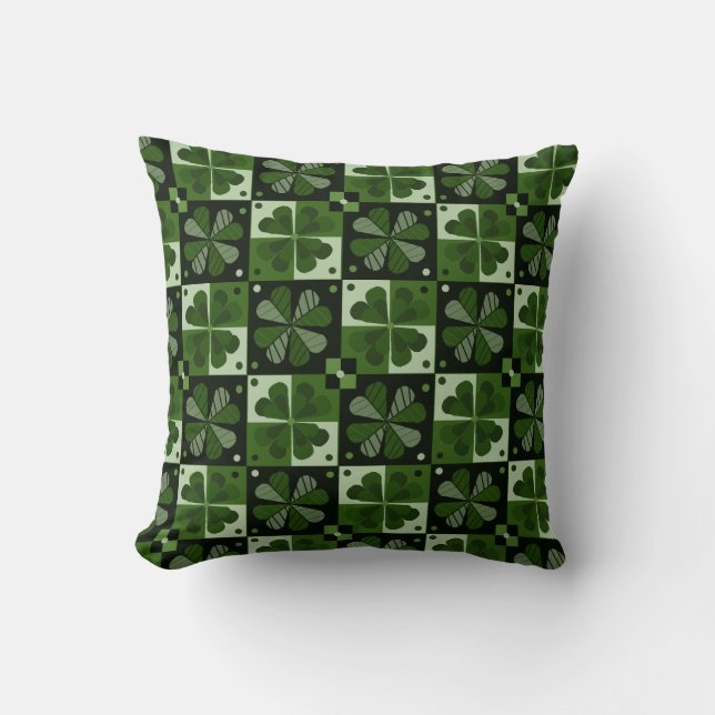 Shamrock Checkerboard Patroon Kussen (Voorkant)