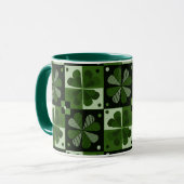 Shamrock Checkerboard Patroon Mok (Voorkant links)