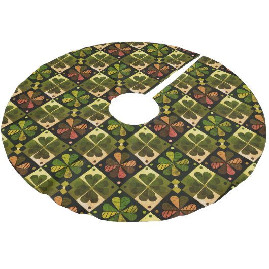 Shamrock Checkerboard Pattern Pensed Polyester T Kerstboom Rok (Gekanteld)