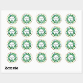 Shamrock Circle Custom Text Classic Round Sticker (Vel)