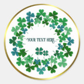Shamrock Circle  Custom Text Classic Round Sticker (Voorkant)