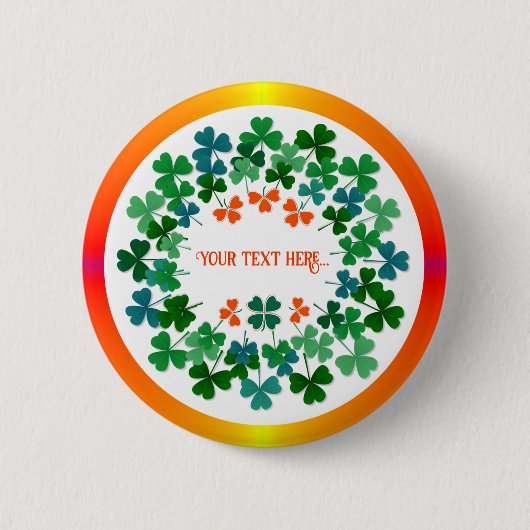 Shamrock Circle Custom Text Classic Round Sticker Ronde Button 5,7 Cm (Voorkant)
