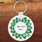 Shamrock Circle Custom Text Key Ring Sleutelhanger (Voorkant)
