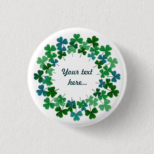 Shamrock Circle Custom Text Ronde Button 3,2 Cm (Voorkant)