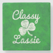  Shamrock Classy Lassie St. Patricks Day Stenen Onderzetter (Voorkant)