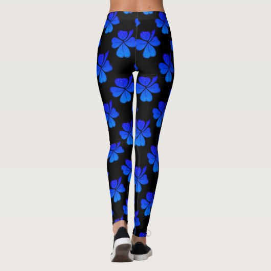 Shamrock Clover Blue Pattern St. Patrick's Day Leggings (Achterkant)