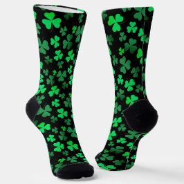 Shamrock Clover Green & Black Leaf Foliage Elegant Sokken