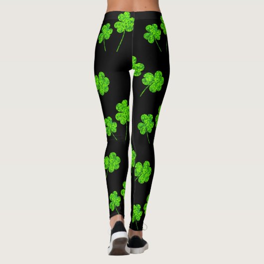 Shamrock Clover Green Black St. Patrick's Day Leggings (Achterkant)
