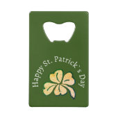 Shamrock Clover Green Happy St. Patrick's Day Kredietkaart Flessenopener (Voorkant)