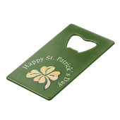 Shamrock Clover Green Happy St. Patrick's Day Kredietkaart Flessenopener (Achterkant Gekanteld)