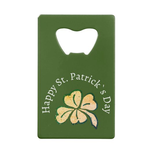 Shamrock Clover Green Happy St. Patrick's Day Kredietkaart Flessenopener (Achterkant)