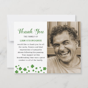 Shamrock Clover   Irish Funeral Photo Dankuwel Bedankkaart