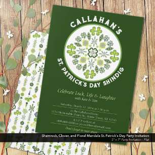 Shamrock Clover Mandala St. Patrick's Day Party Kaart