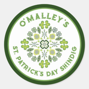 Shamrock Clover Mandala St. Patrick's Day Party Ronde Sticker