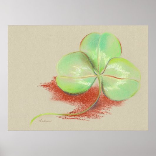 Shamrock Clover Pastel Drawing Poster (Voorkant)