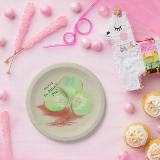 Shamrock Clover Pastel Drawing St. Patrick's Day Papieren Bordje (Feest)