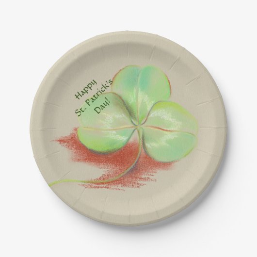 Shamrock Clover Pastel Drawing St. Patrick's Day Papieren Bordje (Voorkant)