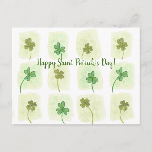 Shamrock Clover Patchwork Waterverf Briefkaarten (Voorkant)
