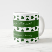 Shamrock Clover Pattern Custom Text St. Patrick Extra Grote Beker (Voorkant rechts)