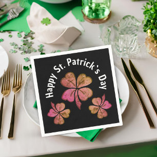Shamrock Clover Pink Black St. Patrick's Day Servet