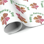 Shamrock Clover Pink St. Patrick's Day Cadeaupapier (Rol Hoek)