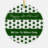 Shamrock Clovers Pattern Happy St. Patrick custom Keramisch Ornament (Voorkant)