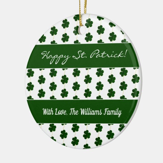Shamrock Clovers Pattern Happy St. Patrick custom Keramisch Ornament (Links)