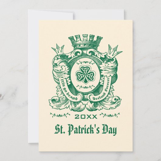 Shamrock Coat of Arm St. Patrick's Day Invitations Kaart (Voorkant)