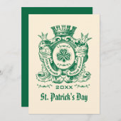 Shamrock Coat of Arm St. Patrick's Day Invitations Kaart (Voorkant / Achterkant)