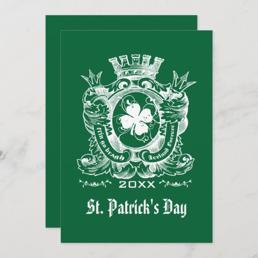 Shamrock Coat of Arm St. Patrick's Day Party Kaart (Voorkant / Achterkant)