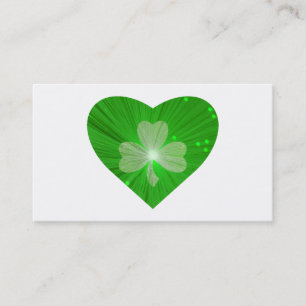 Shamrock Coeur blanc carte de visite vert dos