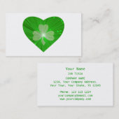 Shamrock Coeur carte de visite blanc (Devant / Derrière)